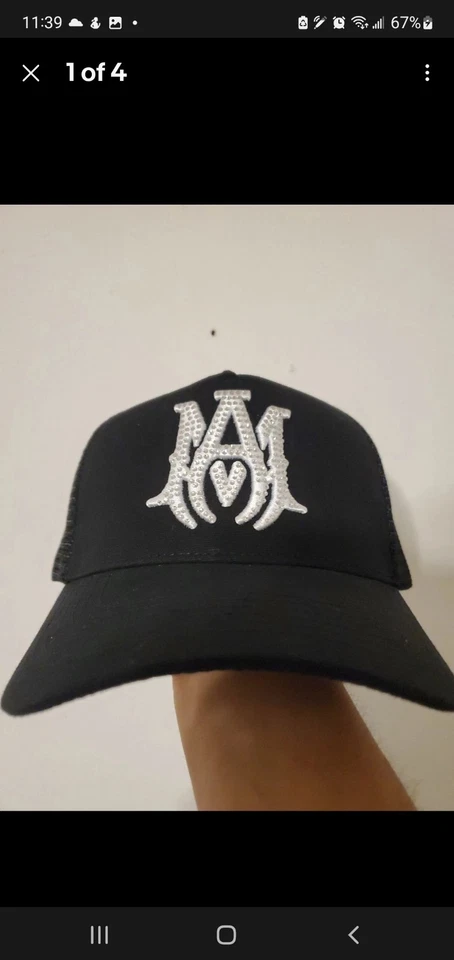 Sombrero de camionero Amiri para hombre logotipo MA, blanco/negro Foto 1 de 2