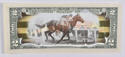 2017 $2 Colorized US Note Race Horse - Man o' War Custom Printed FRN *4380 - Image 1 of 3