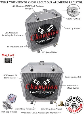 ER 2 Row 1" Radiator Flathead Config,16" Fan for 1942-1947 Ford 1/2 Ton Pickup - Image 1 of 4