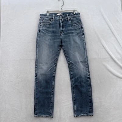 Jeans masculino Uniqlo 31x30 azul perna reta bigode selvedge - Imagem 1 de 4