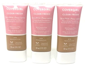 (3) Covergirl Clean Fresh Skin Milk Nourishing Foundation Sealed 570 Medium Tan - Picture 1 of 3
