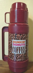 Vintage Dunkin80s or 90s Donuts 1L Thermos w/Glass Liner Canada Burgandy Beans - Picture 1 of 9