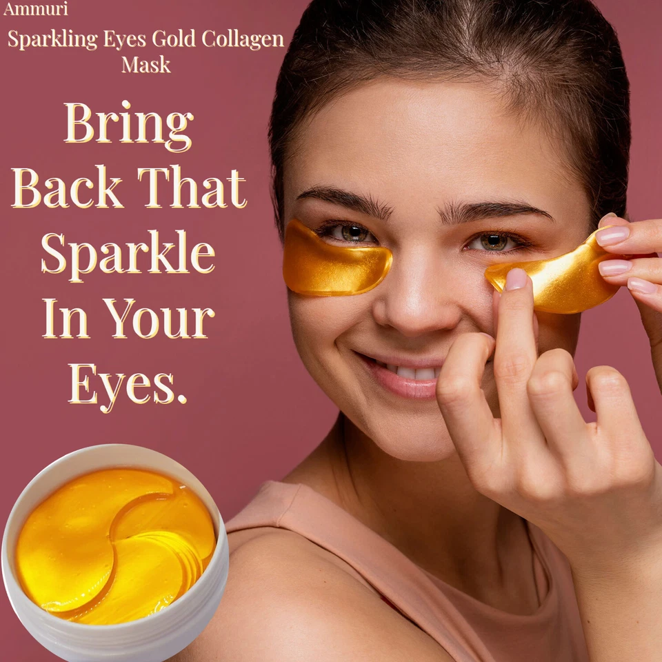 DYNAMIC Ammuri Sparkling Eyes Gold Collagen Mask Reduces Wrinkles Puffiness Dark Circles