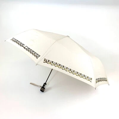 Badgley Mischka Beige Automático Plegable Paraguas Mango Cuero NUEVO Foto 1 de 3
