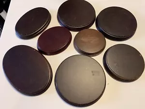8er Set verschiedene dunkle Holz ovale runde Display Sockel Sammlerstücke Vase Figur - Bild 1 von 10