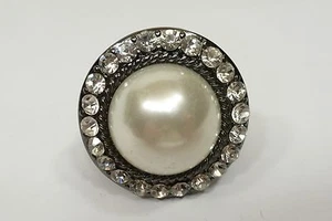 A12) Premier Designs wunderschöner verstellbarer Ring mit Perlen und Kristallen - Bild 1 von 6