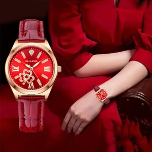 Red Butterfly Pattern Quartz Watch Casual Fashion Women's Watch Daily Wear - Foto 1 di 6