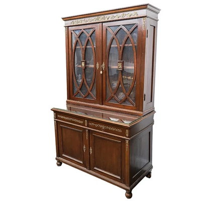Librería de 2 puertas estilo Luis XVI montada en bronce dorado caoba Foto 1 de 4