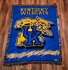 University of Kentucky Wildcats Vintage Tapestry Fringed Throw Blanket 55"x45" - Picture 1 of 3
