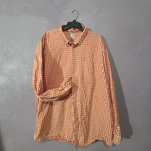 Camicia uomo JCP 3XLT arancione cotone gingham 2 strati manica lunga bottoni - Foto 1 di 9