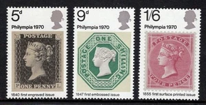 1970 5d-1/6 PHILYMPIA SET OF THREE 'PHOSPOR OMITTED' VARIETY. SG 835y-7y - Picture 1 of 1