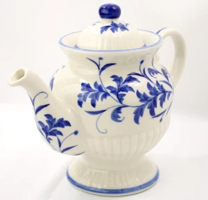 Teapot Blue Pedestal Botanical Andrea by Sadek - Picture 1 of 11