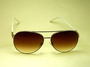 Gafas de sol Aviator marrón # 3 /UV 100 / marco blanco y dorado estuche blando gratuito PJ1810 - Imagen 1 de 1