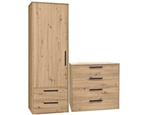 Arti O Kleiner schmaler Kleiderschrank mit Kommode - 4 Schubladen artisan eiche - Bild 1 von 5