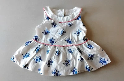 Lindo Top Janie and Jack Niñas Floral Peplum Talla 4 Blanco Azul Algodón Foto 1 de 4