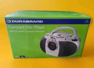 Durabrand Portable CD Player AM/FM Radio Cassette Record CD-203 Silver Boom Box - Picture 1 of 10