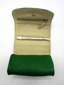 Jewelry Travel Wrap Leather w Suede Interior Secure Graphic Image Green - Picture 1 of 9