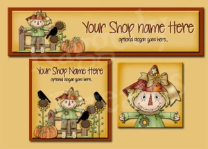 Ebay Store Billboard Banner Design & Matching Logo - Cute Scarecrow Pumpkin - Picture 1 of 1