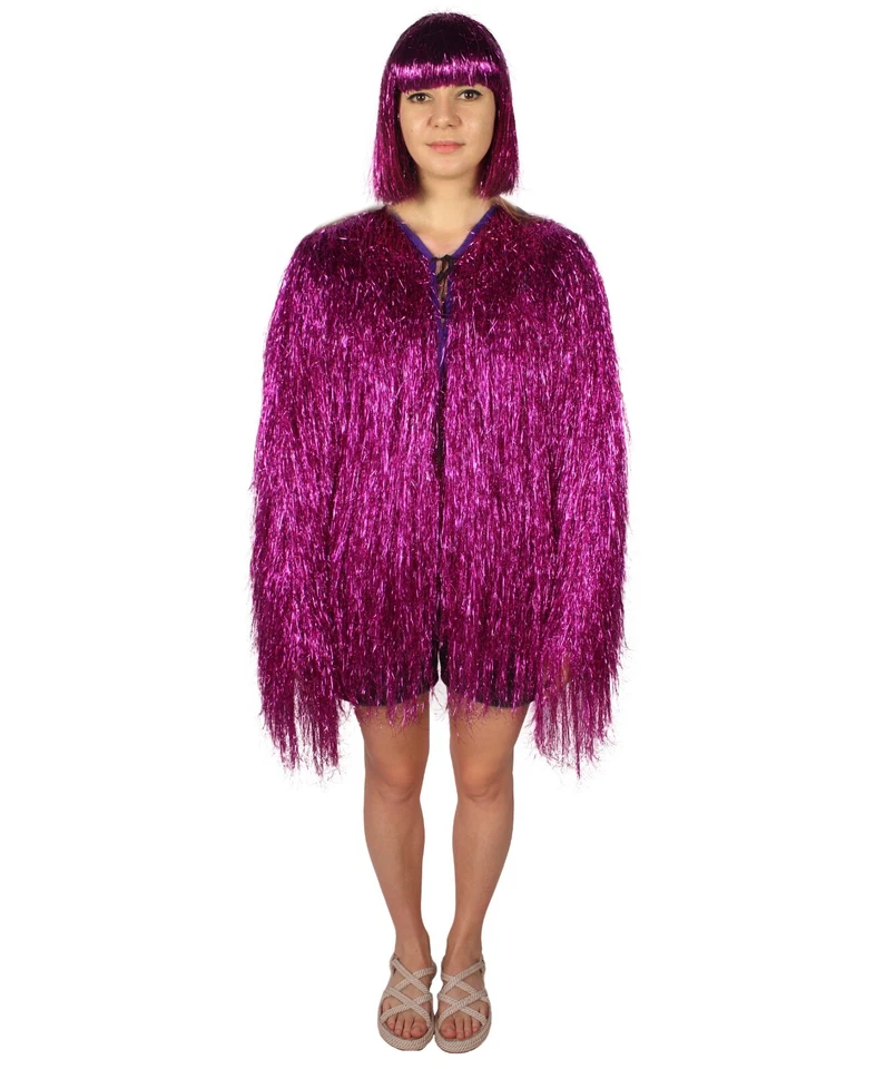 Women’s Bright Tinsel Costume with Wig Set for Halloween Party & Cosplay Outfit - Image 1 of 4