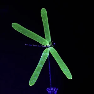 Large Czech lampwork Uranium glass bead Dragonfly stem ornament Vase Flower - Picture 1 of 4