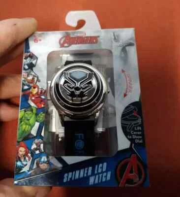 Avengers Accutime Watch Spinner LCD Black Band kids Watch New - Image 1 of 2