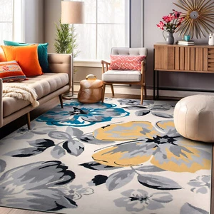 Rugshop Area Rugs Modern Floral Design Carpets Rugs for Living Room Round Rugs - Picture 1 of 307