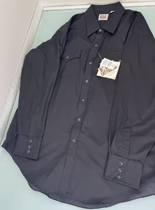 Ely Cattleman Men Western Shirt 18.5 35 Black Long Sleeve Pearl Snap Rodeo New - Picture 1 of 8