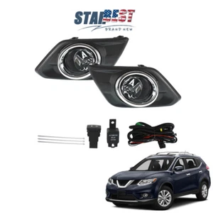 Pair For 2014-2016 Nissan Rogue Clear Lens Fog Light Lamp+ Switch+ Bezel Halogen - Picture 1 of 8