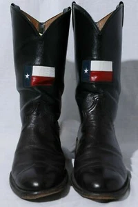 Stivali cowboy western Caboots 12846 da uomo alti 13" in pelle nera bandiera del Texas 9,5EE - Foto 1 di 12