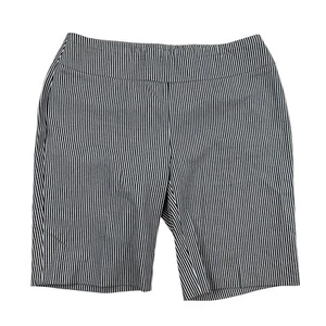 Crown & Ivy Ashley Bermuda Shorts Pull On Blue White Striped 10" Inseam Sz 8 - Picture 1 of 5