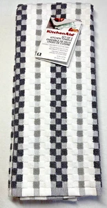 KITCHENAID STROFINACCI DA CUCINA (2) BLOCCHI BIANCHI GRIGI 100% COTONE NUOVI CON SCATOLA - Foto 1 di 2