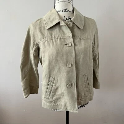 J Jill Chaqueta Lino Mezcla Algodón Damas Talla XS Beige Tostado Foto 1 de 4