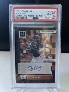 2022 Panini Donruss MO-JB Joey Bart Monikers Black Prizm Auto #1/1 PSA 10 READ!
