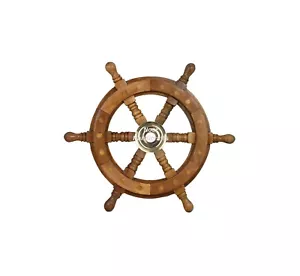 Rueda de madera para barco Anitque Piratas Decoración del hogar Rueda única Decoración del hogar Decoración de pared - Imagen 1 de 7