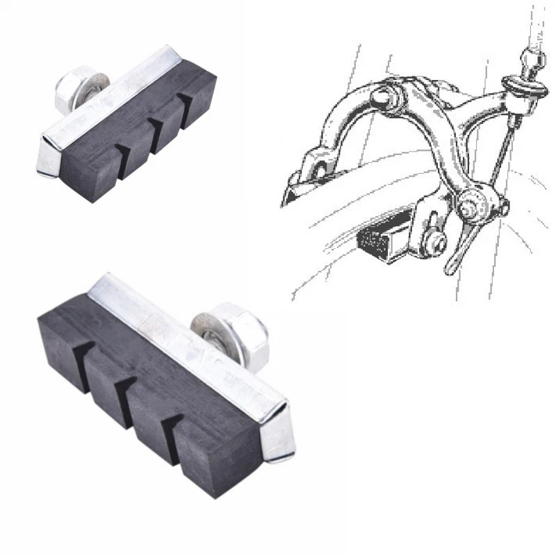 PAIR BIKE BRAKE PAD CLASSIC BLOCK PADS SHOE SCREW VINTAGE KID CHILDREN CYCLE BMX — 第 1/1 张图片
