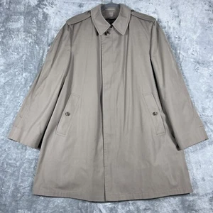 London Fog Trench Coat Mens 42 Khaki Single-Breasted Raincoat Quilted Liner VTG - Picture 1 of 13