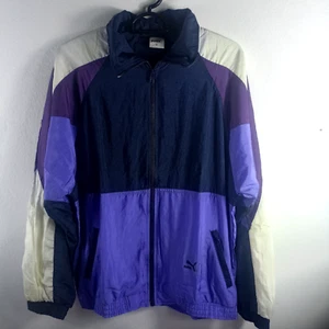 Giacca a vento Puma vintage con cappuccio zip intera color block taglia XL anni 90 - Foto 1 di 5