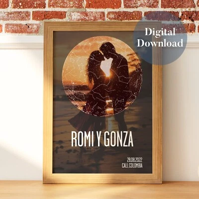 Custom Star Map Digital Download Printable Original Gift Photo Saint Valentine's - Image 1 of 4