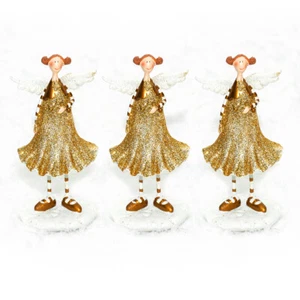Weihnachtsengel Pixie 10cm 3er Set - Glitzer Weihnachten Dekofigur Schutzengel - Bild 1 von 1