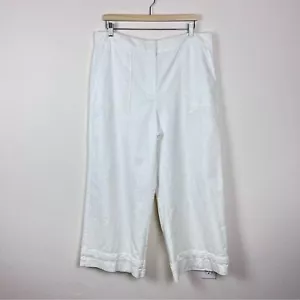 Ann Taylor Pants Womens Fourteen Tall Wide Leg Crop Linen Cotton Coastal White - Picture 1 of 14