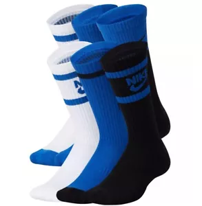 Nike Dri Fit Cushioned Socks CK7302-903 Crew WHITE Blue 6 Pack SZ M - Picture 1 of 5