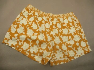 Briggs Talla 2XL Mujeres Naranja Floral Mezcla de Lino Bolsillos Verano Playa Pantalones Cortos 222 Foto 1 de 4