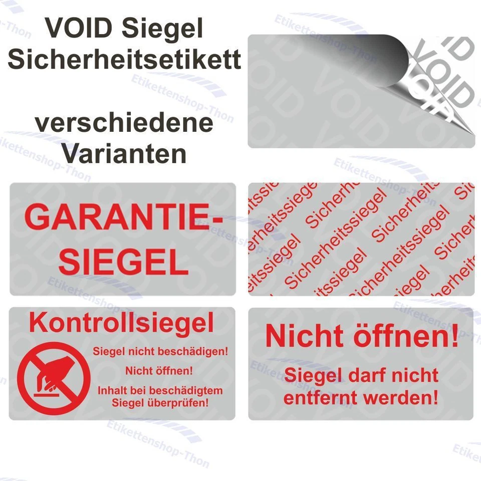 VOID Siegel Sicherheitsetiketten / Aufkleber auf Rolle - 40 x 20 mm - silber