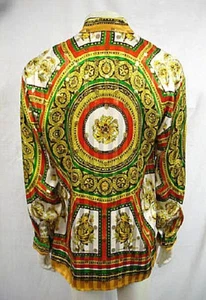 NWT MENS CREME DE SILK METALLIC SILK SHIRT STYLE FRANCE 7445 SIZE MEDIUM WOW - Foto 1 di 2