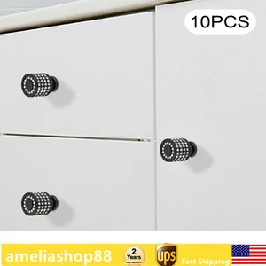 10 Pack Modern Round Cabinet Door Knob Kitchen Drawer Dresser Handle Pull Black - Picture 1 of 16