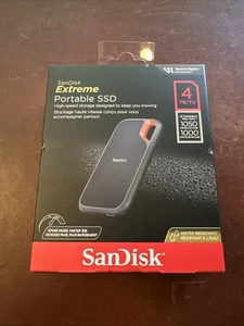 New SanDisk Extreme Portable 4TB External USB-C NVMe SSD - Black - SEALED - Picture 1 of 3