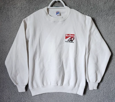 Sudadera Blanca De Colección 1990 Talla Mediana Marlboro Team Roberts Motocicleta Carreras Foto 1 de 4