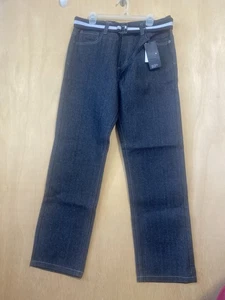 Krome Jeans Herren 36x34 Straight Leg Raw Black Wash Denim Gürtel Y2K 5-Pocket - Bild 1 von 7