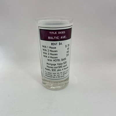 "Vaso de vidrio Monopoly propiedades mediterráneas y bálticas de 5,5"" de alto" Foto 1 de 4