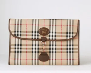Burberry Vintage Haymarket Check Large Clutch Bag - Picture 1 of 8
